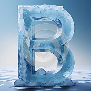 Frozen letter Ã¢â¬ËBÃ¢â¬â¢ intricately adorned with ice crystals photo